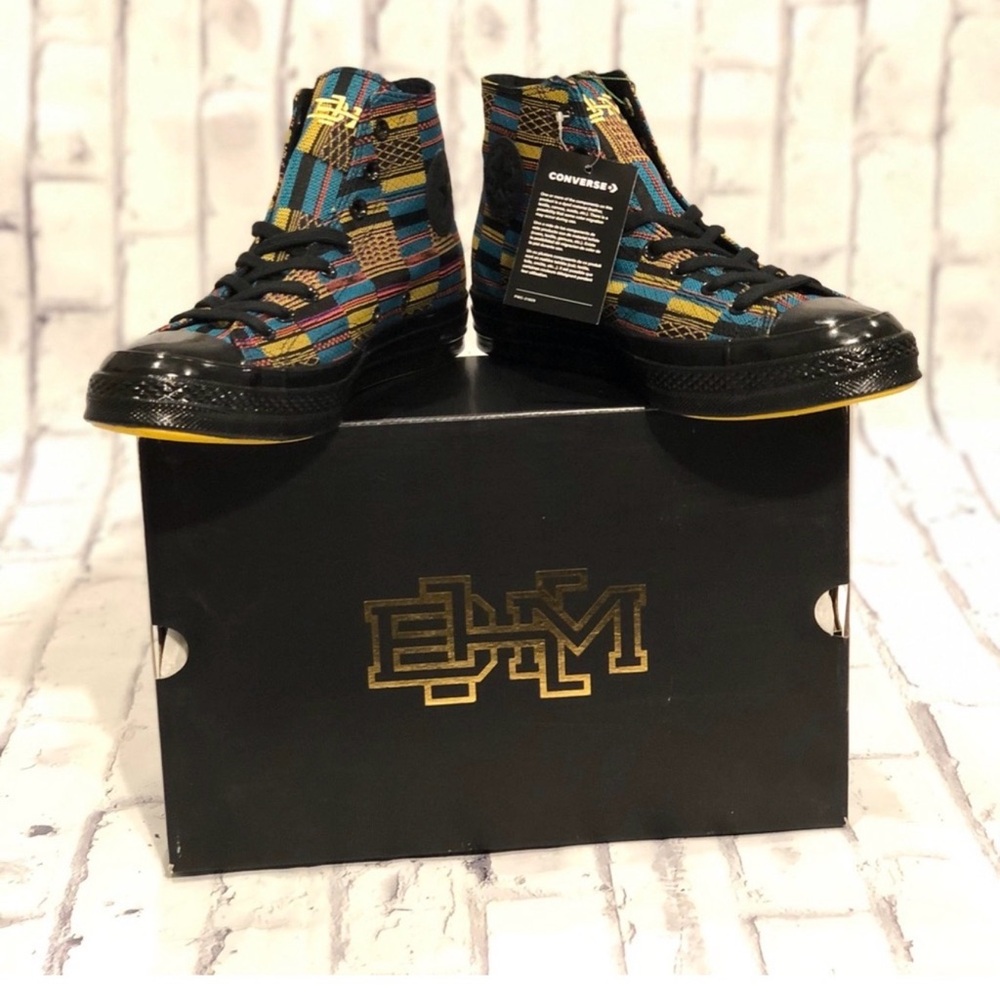 Converse Black and Multicolor High-Top Sneakers